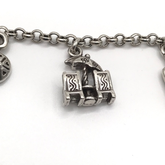 Brighton Charm Chain Bracelet Beach Vacation Silver Plate Tropical Fun Surf - Picture 7 of 13